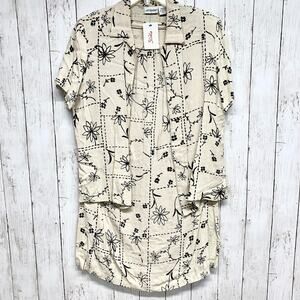 Vintage Liz Baker Set Women Size Large Patchwork Floral Button Blouse Midi Skirt